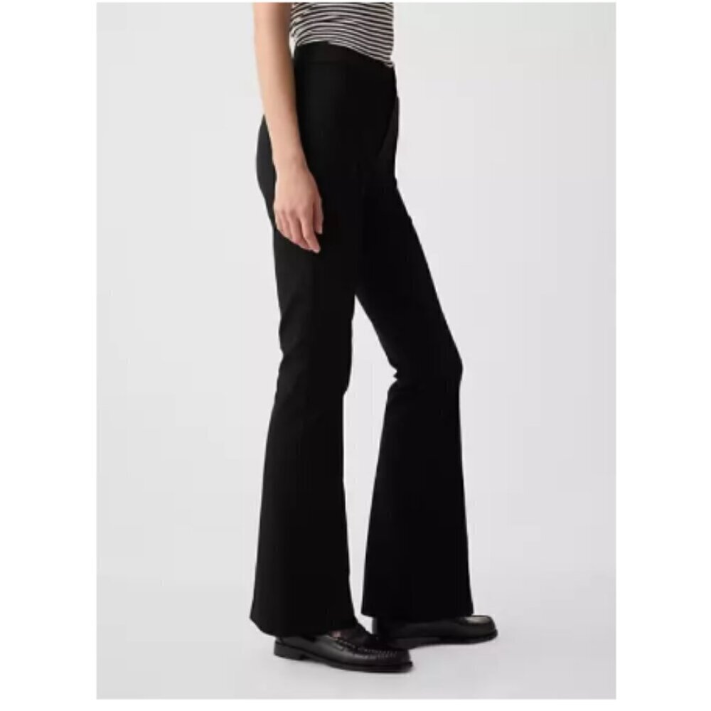 GAP High Rise Flare Pintuck Pleated Pants Black Stretch 6 PETITE NWT RT$80 - Picture 2 of 13